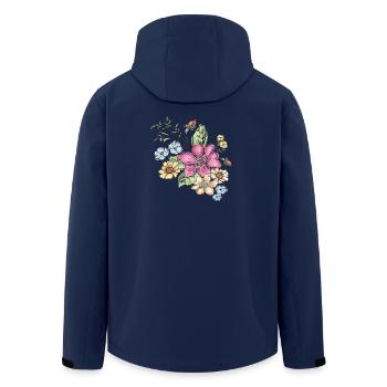 Floral floral pattern - Men’s Recycled Softshell Jacket by Stanley/Stella - navy - Back - AI Model Male 185 light (185cm)