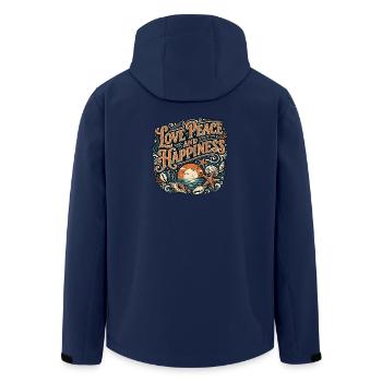 Love Peace Happiness Retro Vintage - Men’s Recycled Softshell Jacket by Stanley/Stella - navy - Back - AI Model Male 185 light (185cm)