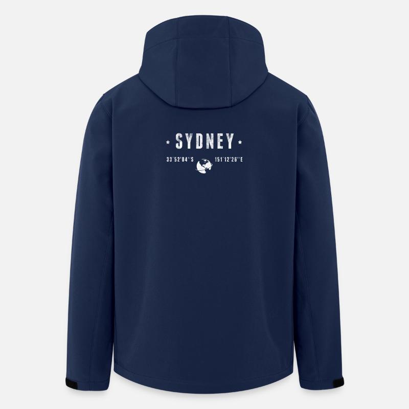 Sydney Coordonnées Géographiques Stylisées - Veste softshell homme en polyester recyclé Stanley/Stella - marine