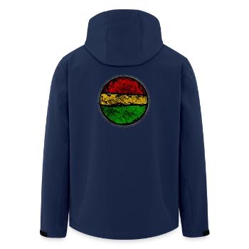 Abstraktes Retro Reggae Flag Design - Recycelte Männer Softshell-Jacke von Stanley/Stella - Navy - Hinten - AI Model Male 185 light (185cm)