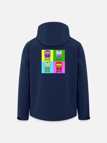 Tram, Straßenbahn Pop Art - Recycelte Männer Softshell-Jacke von Stanley/Stella - Navy