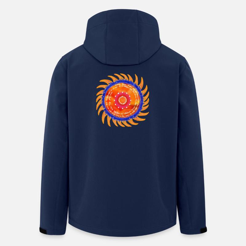 Sonnenschein-Mandala weiße Schrift - Recycelte Männer Softshell-Jacke von Stanley/Stella - Navy