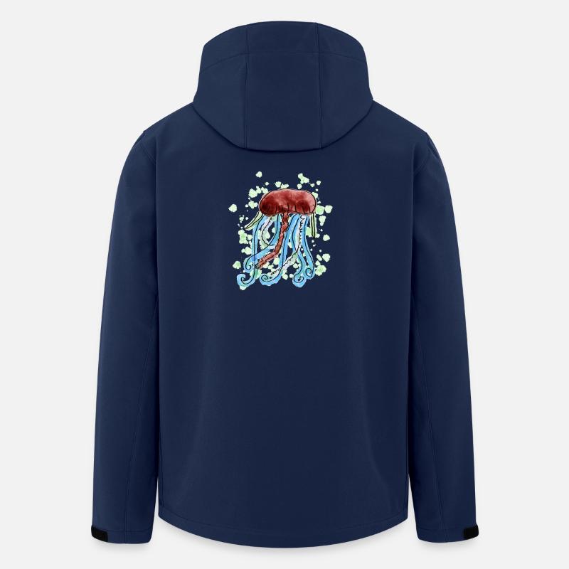 Aquarellierter Quallen-Kunstprint - Recycelte Männer Softshell-Jacke von Stanley/Stella - Navy