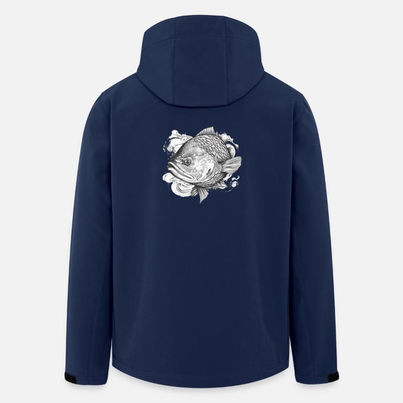 Koi Detail Drawing Engraving Style - Men’s Recycled Softshell Jacket by Stanley/Stella - navy