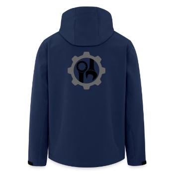 Zahnrad / Getrieberad und Schraubenschlüssel - Recycelte Männer Softshell-Jacke von Stanley/Stella - Navy - Hinten - AI Model Male 185 light (185cm)