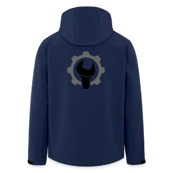 Zahnrad / Getrieberad und Schraubenschlüssel - Recycelte Männer Softshell-Jacke von Stanley/Stella - Navy - Hinten - AI Model Male 185 light (185cm)