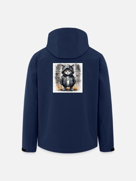 Graffiti-Katze im Hoodie - Recycelte Männer Softshell-Jacke von Stanley/Stella - Navy