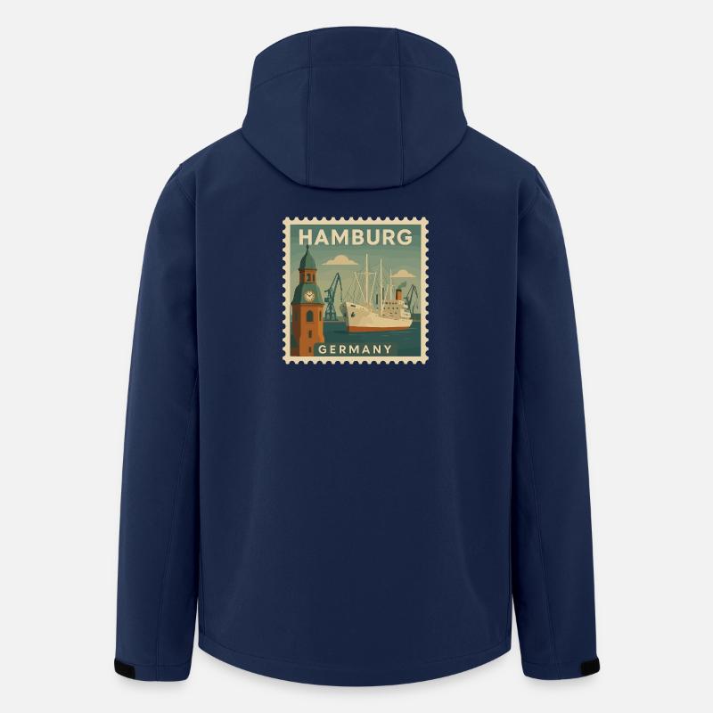 Hamburg Hafen Briefmarke - Recycelte Männer Softshell-Jacke von Stanley/Stella - Navy