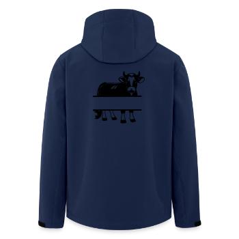 Kuh-Silhouette mit Textraum – Farm Shirt - Recycelte Männer Softshell-Jacke von Stanley/Stella - Navy - Hinten - AI Model Male 185 light (185cm)