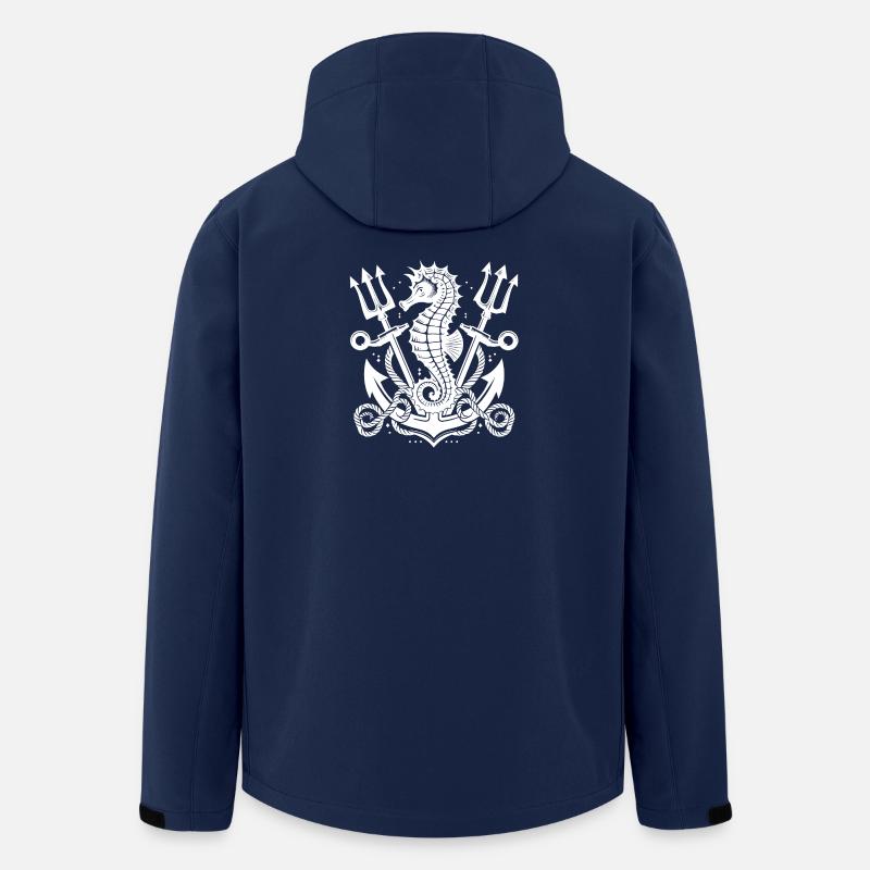 Seepferdchen mit Anker und Dreizack - Recycelte Männer Softshell-Jacke von Stanley/Stella - Navy