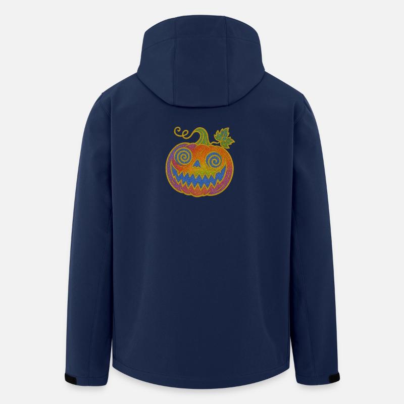 Psykedelisk Halloween græskar - Stanley/Stella herre softshelljakke i genanvendt polyester - marineblå