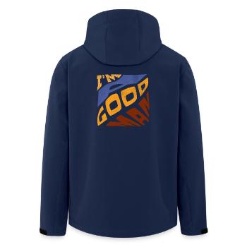 Pop retro blue orange I'm a good man - Men’s Recycled Softshell Jacket by Stanley/Stella - navy - Back - AI Model Male 185 light (185cm)