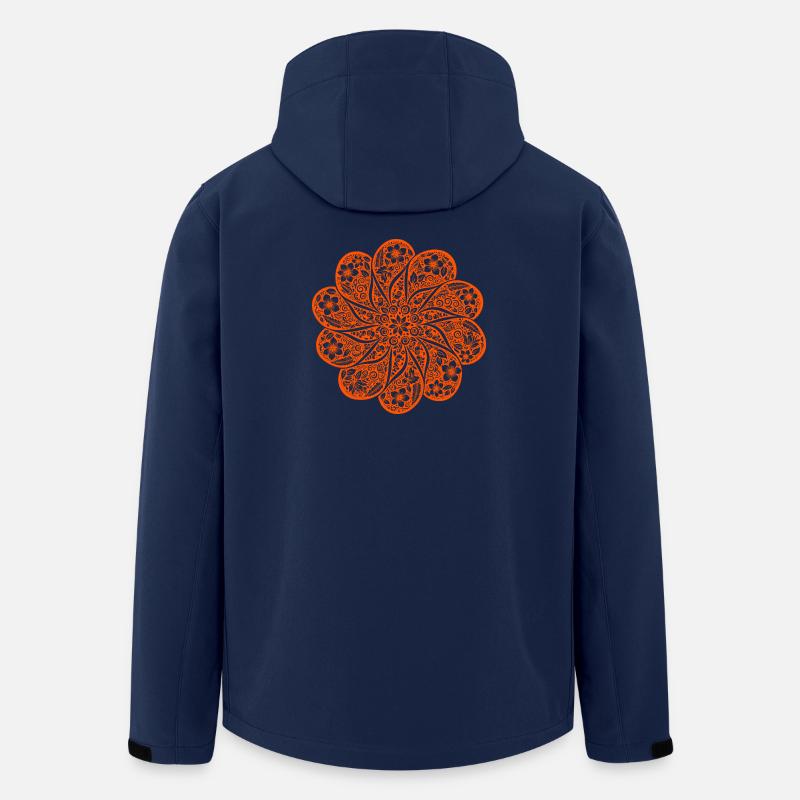 Sweat à capuche floral Batik Mandala dans le style rétro boho - Veste softshell homme en polyester recyclé Stanley/Stella - marine