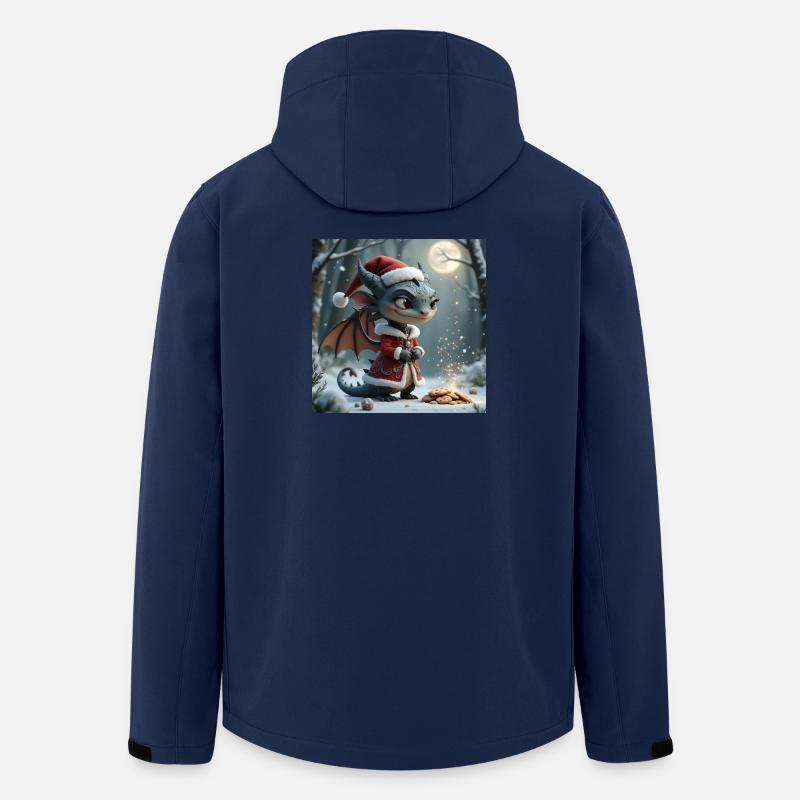 Weihnachtsdrache im verschneiten Wald - Recycelte Männer Softshell-Jacke von Stanley/Stella - Navy