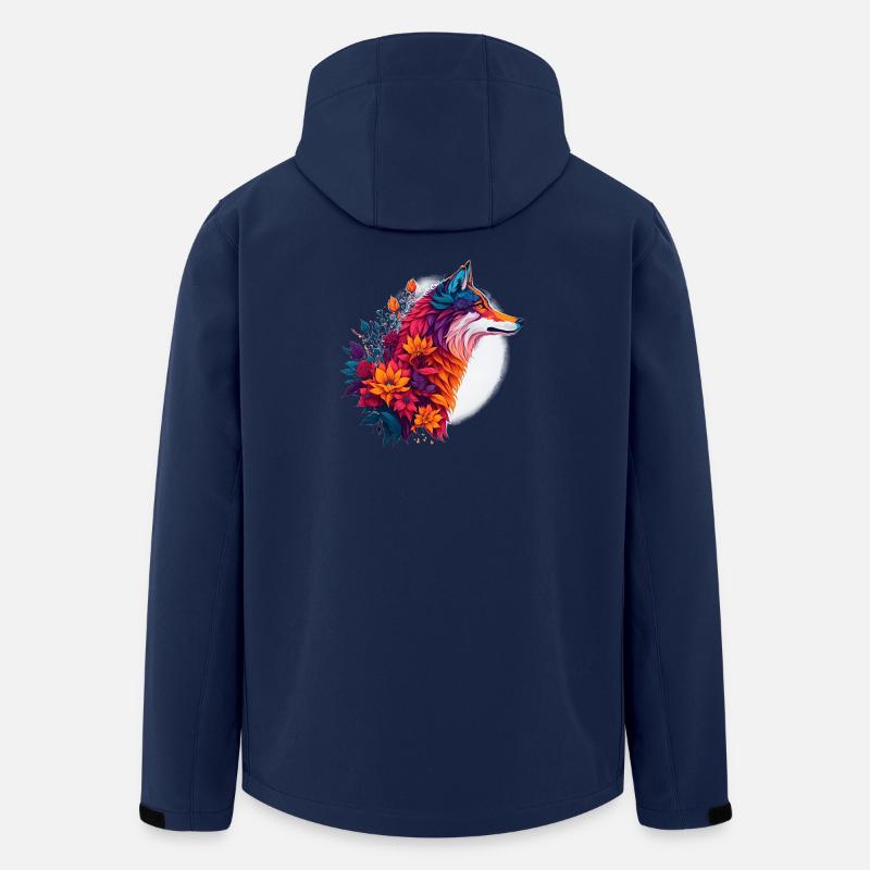 Loup au bouquet de fleurs - Veste softshell homme en polyester recyclé Stanley/Stella - marine