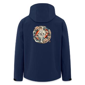Koi Fish Design for Handmade - Men’s Recycled Softshell Jacket by Stanley/Stella - navy - Back - AI Model Male 185 light (185cm)