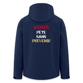 Humour danger pète sans prévenir prout -beauf caca - Veste softshell homme en polyester recyclé Stanley/Stella - marine - Dos - AI Model Male 185 light (185cm)