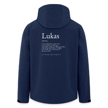 Lukas Wörterbuch Erklärung Vorname Lukas - Recycelte Männer Softshell-Jacke von Stanley/Stella - Navy - Hinten - AI Model Male 185 light (185cm)