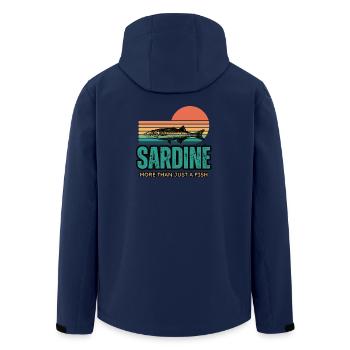 Sardines rétro - Sardines drôles - Veste softshell homme en polyester recyclé Stanley/Stella - marine - Dos - AI Model Male 185 light (185cm)