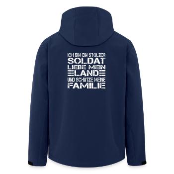 Ich bin ein stolzer Soldat - Recycelte Männer Softshell-Jacke von Stanley/Stella - Navy - Hinten - AI Model Male 185 light (185cm)