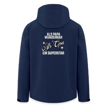 Als Papa Wunderbar - Als Opa ein Superstar! - Recycelte Männer Softshell-Jacke von Stanley/Stella - Navy - Hinten - AI Model Male 185 light (185cm)