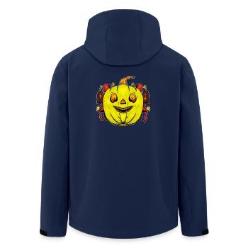 Grinsender Kürbis mit Pilzrahmen - Recycelte Männer Softshell-Jacke von Stanley/Stella - Navy - Hinten - AI Model Male 185 light (185cm)