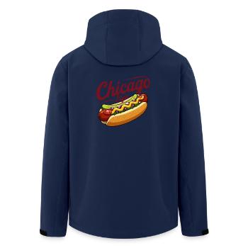 Klassisches Hotdog-Futterdesign im Chicago-Stil - Recycelte Männer Softshell-Jacke von Stanley/Stella - Navy - Hinten - AI Model Male 185 light (185cm)
