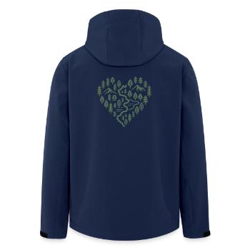 Wandern Herz mit Berg- und Waldlandschaft  - Recycelte Männer Softshell-Jacke von Stanley/Stella - Navy - Hinten - AI Model Male 185 light (185cm)