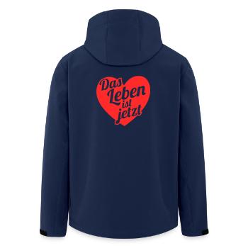 Das Leben ist jetzt  Herzdesign - Recycelte Männer Softshell-Jacke von Stanley/Stella - Navy - Hinten - AI Model Male 185 light (185cm)