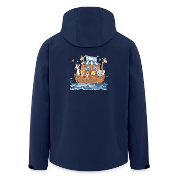 Cute Noah's Ark Animals for Kids Baby Room - Men’s Recycled Softshell Jacket by Stanley/Stella - navy - Back - AI Model Male 185 light (185cm)