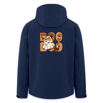 Chill Rasta Ghost With Hookah – Ahem Boo Halloween - Men’s Recycled Softshell Jacket by Stanley/Stella - navy - Back - AI Model Male 185 light (185cm)