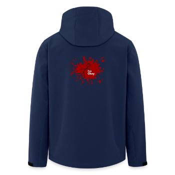 Humorous drop of blood with a saying - Men’s Recycled Softshell Jacket by Stanley/Stella - navy - Back - AI Model Male 185 light (185cm)