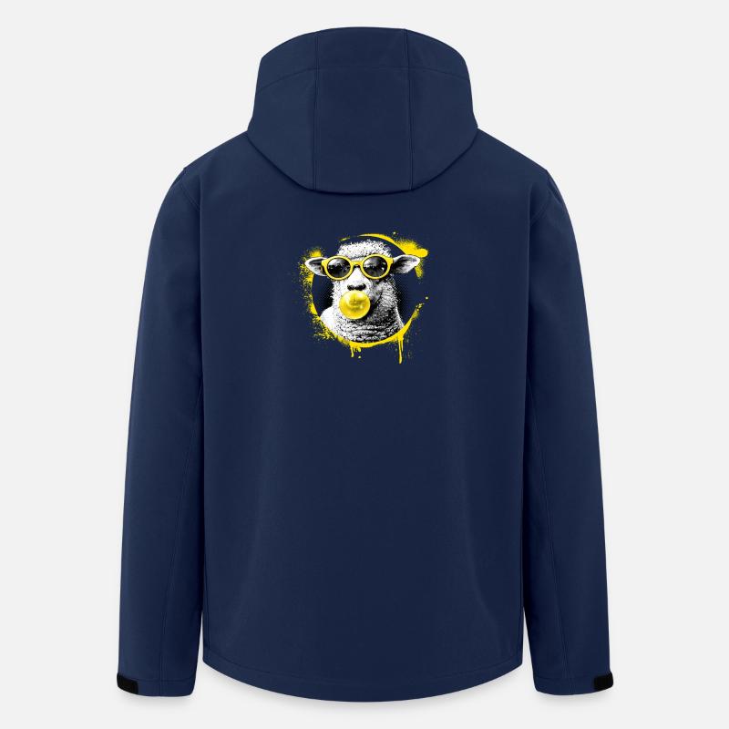 Lamm mit Gelber Brille Pop-Art - Recycelte Männer Softshell-Jacke von Stanley/Stella - Navy