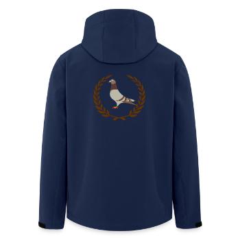 Red brown carrier pigeon in laurel wreath logo voo - Men’s Recycled Softshell Jacket by Stanley/Stella - navy - Back - AI Model Male 185 light (185cm)