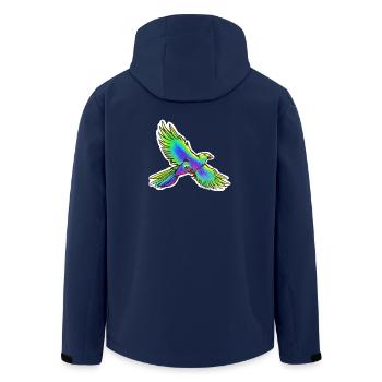 Oiseau de paradis (jaune-vert-bleu) - Veste softshell homme en polyester recyclé Stanley/Stella - marine - Dos - AI Model Male 185 light (185cm)