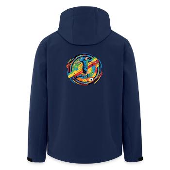 Football Hero tire un motif boule de feu - Veste softshell homme en polyester recyclé Stanley/Stella - marine - Dos - AI Model Male 185 light (185cm)