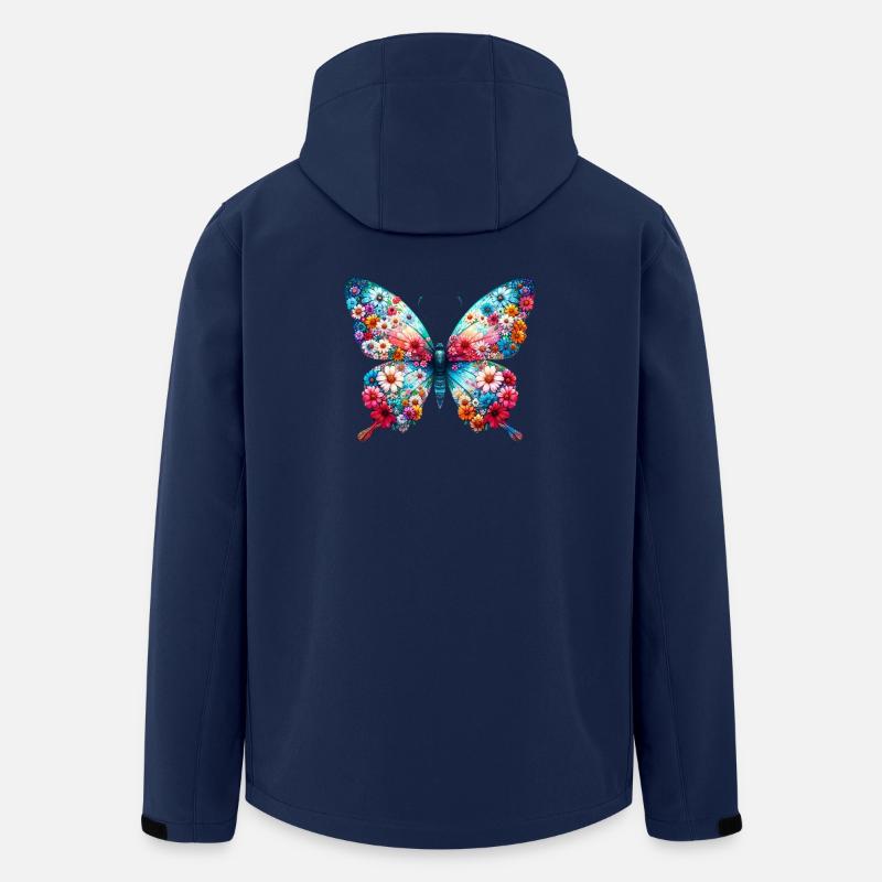 Schmetterling mit Blumen verziert - Recycelte Männer Softshell-Jacke von Stanley/Stella - Navy