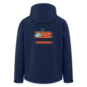 Mauer, ein Gelenknagel und Spachteltextraum - Recycelte Männer Softshell-Jacke von Stanley/Stella - Navy - Hinten - AI Model Male 185 light (185cm)