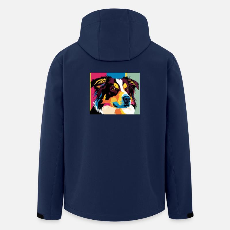 Buntes Pop-Dog-Porträt - Recycelte Männer Softshell-Jacke von Stanley/Stella - Navy