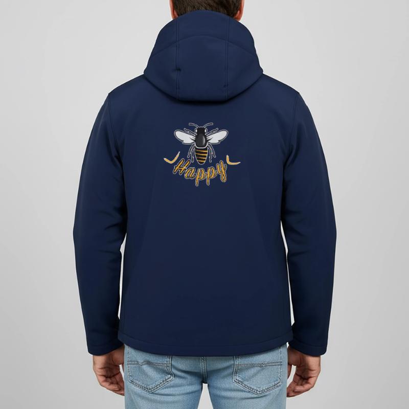 Abeille heureuse avec l’inscription « Happy » Veste softshell homme en polyester recyclé Stanley/Stella