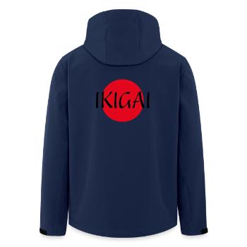 Ikigai - wofür es sich zu leben lohnt. Sinn Freude - Recycelte Männer Softshell-Jacke von Stanley/Stella - Navy - Hinten - AI Model Male 185 light (185cm)