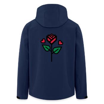 Valentine's Rose with heart - Men’s Recycled Softshell Jacket by Stanley/Stella - navy - Back - AI Model Male 185 light (185cm)