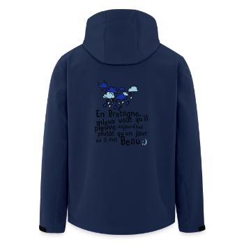 humour citation breton pluie bretagne message 1 - Veste softshell homme en polyester recyclé Stanley/Stella - marine - Dos - AI Model Male 185 light (185cm)