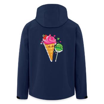 Happy ice cream and lollipops are in love - Men’s Recycled Softshell Jacket by Stanley/Stella - navy - Back - AI Model Male 185 light (185cm)