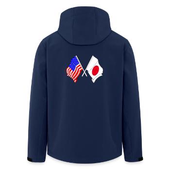 Flag of the United States USA and Flag Japan - Men’s Recycled Softshell Jacket by Stanley/Stella - navy - Back - AI Model Male 185 light (185cm)