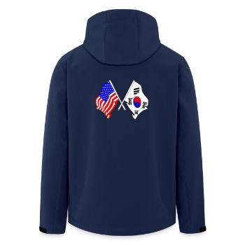 Drapeau des États-Unis et drapeau de la Corée du Sud - Veste softshell homme en polyester recyclé Stanley/Stella - marine - Dos - AI Model Male 185 light (185cm)