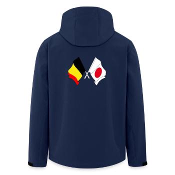 Flag Belgium, flag Japan - Men’s Recycled Softshell Jacket by Stanley/Stella - navy - Back - AI Model Male 185 light (185cm)
