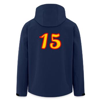 15. 15 YEARS. 15th ANNIVERSARY. 15 YEAR ANNIVERSARY. - Men’s Recycled Softshell Jacket by Stanley/Stella - navy - Back - AI Model Male 185 light (185cm)