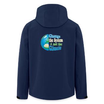 Change the system, not the climate - Recycelte Männer Softshell-Jacke von Stanley/Stella - Navy - Hinten - AI Model Male 185 light (185cm)