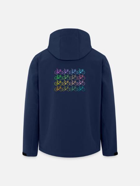 Rennräder, viele bunte Räder ergeben ein Motiv - Recycelte Männer Softshell-Jacke von Stanley/Stella - Navy